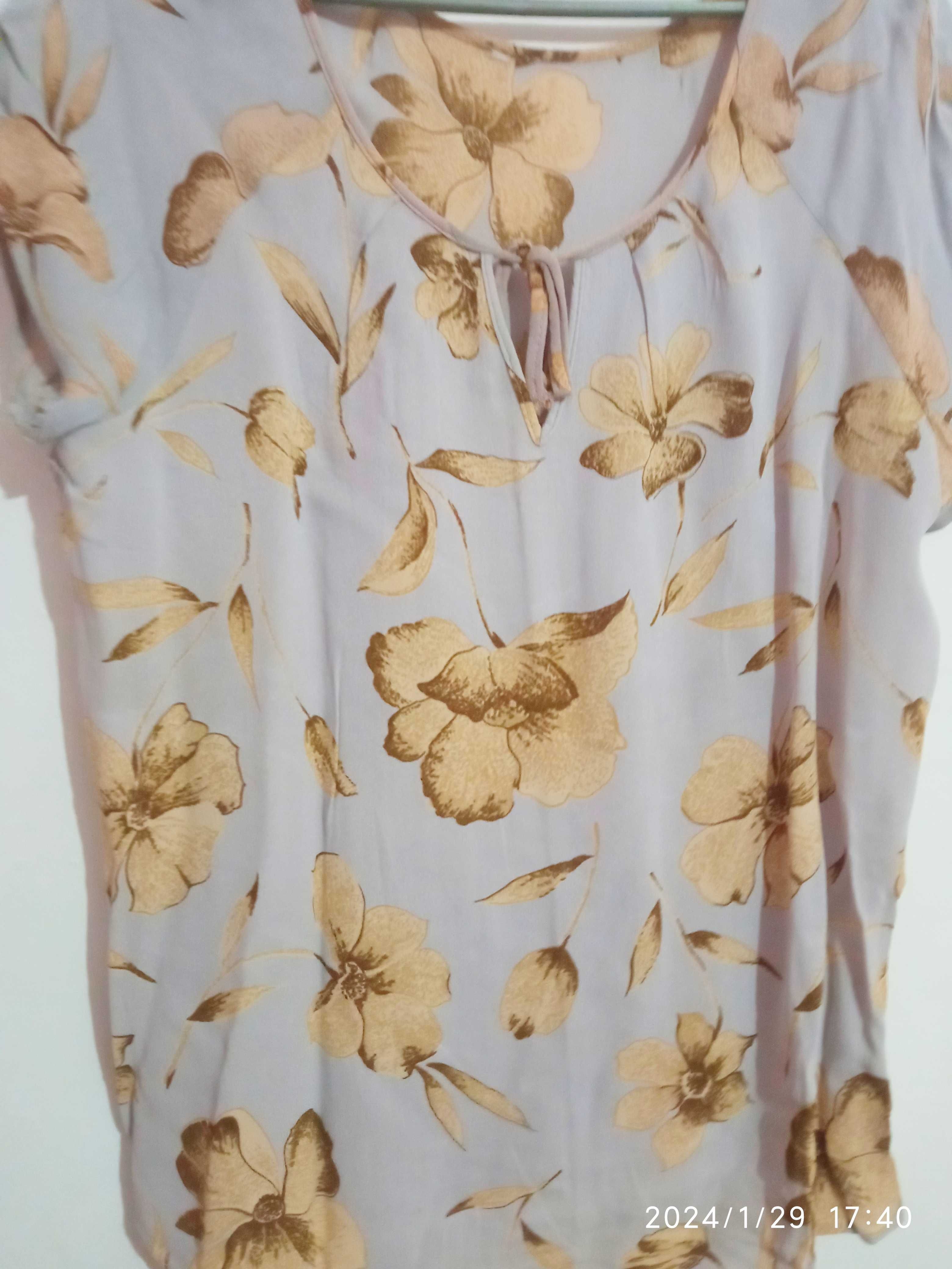 Блуза р.50/52 сіра з жовтими квітами