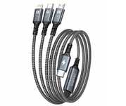 Gianac Kabel Ładujący Pleciony 1,2M 100W 3w1 usb C Lighting