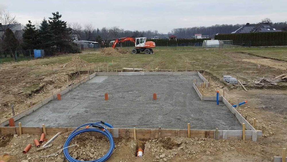 Płyty żelbetowe, fundamentowe, roboty ziemne