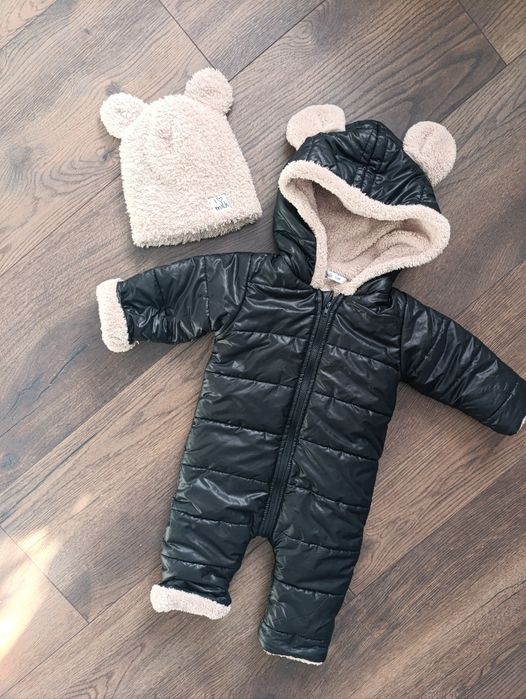 Kombinezon zimowy i love milk czarny czapka
