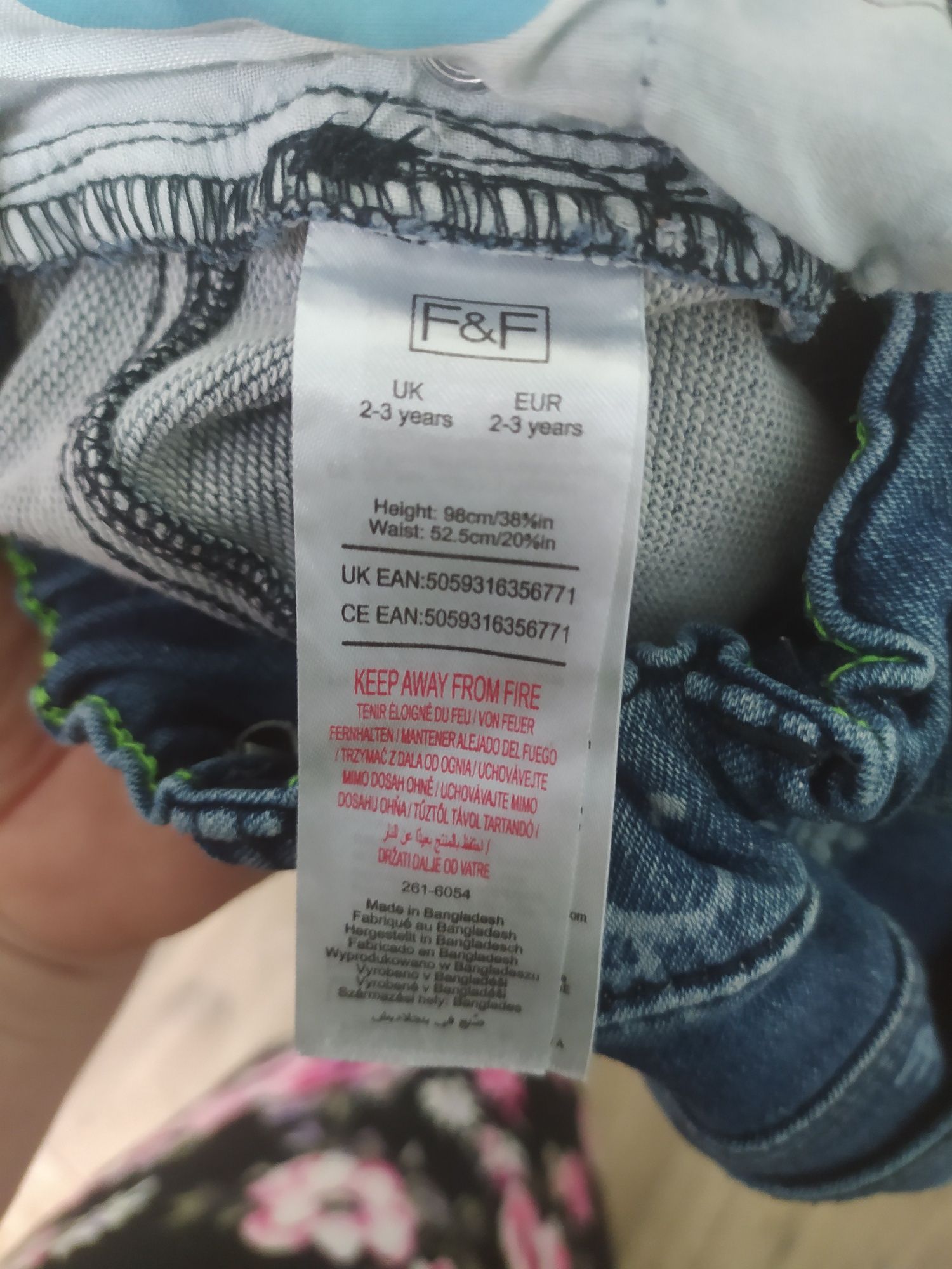 Spodenki szorty krótkie jeansy dżinsowe bawełniane elastyczne 98 F&F