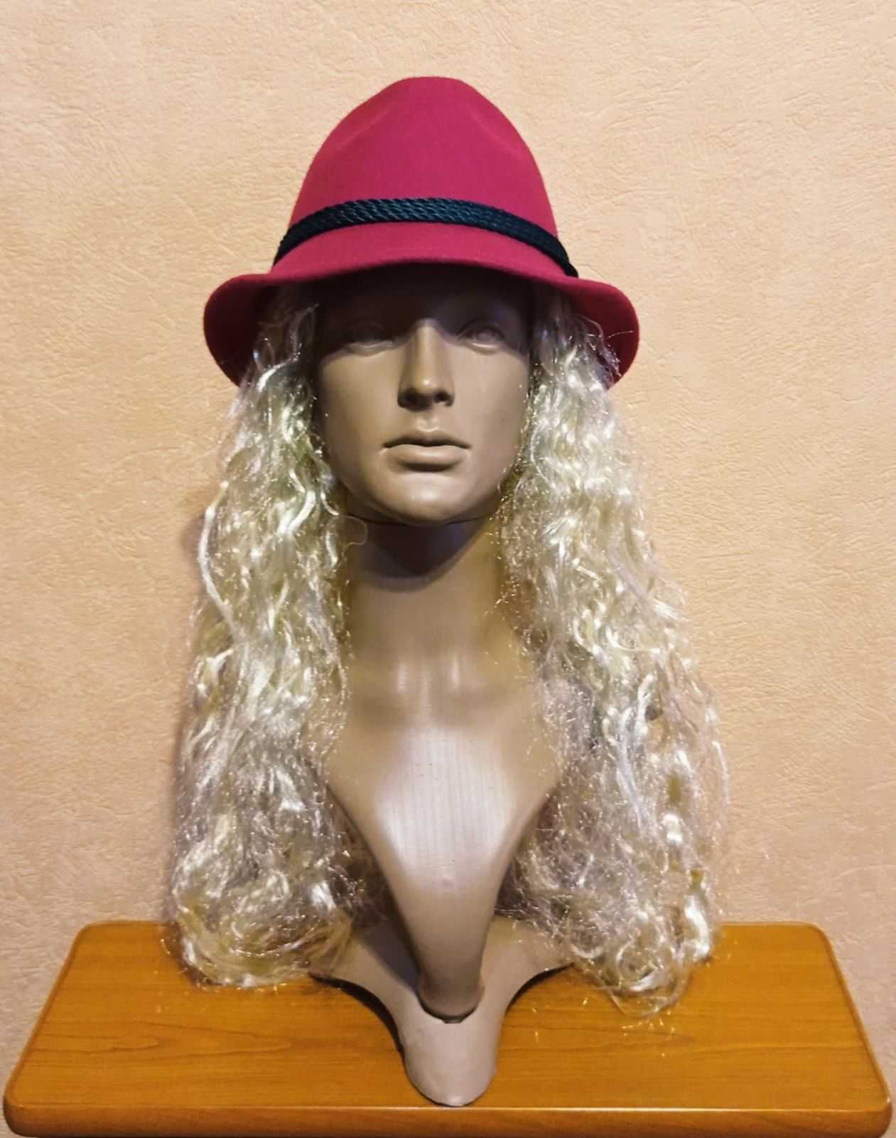 Яркая розовая шляпа формы "Федора", 100% шерсть.