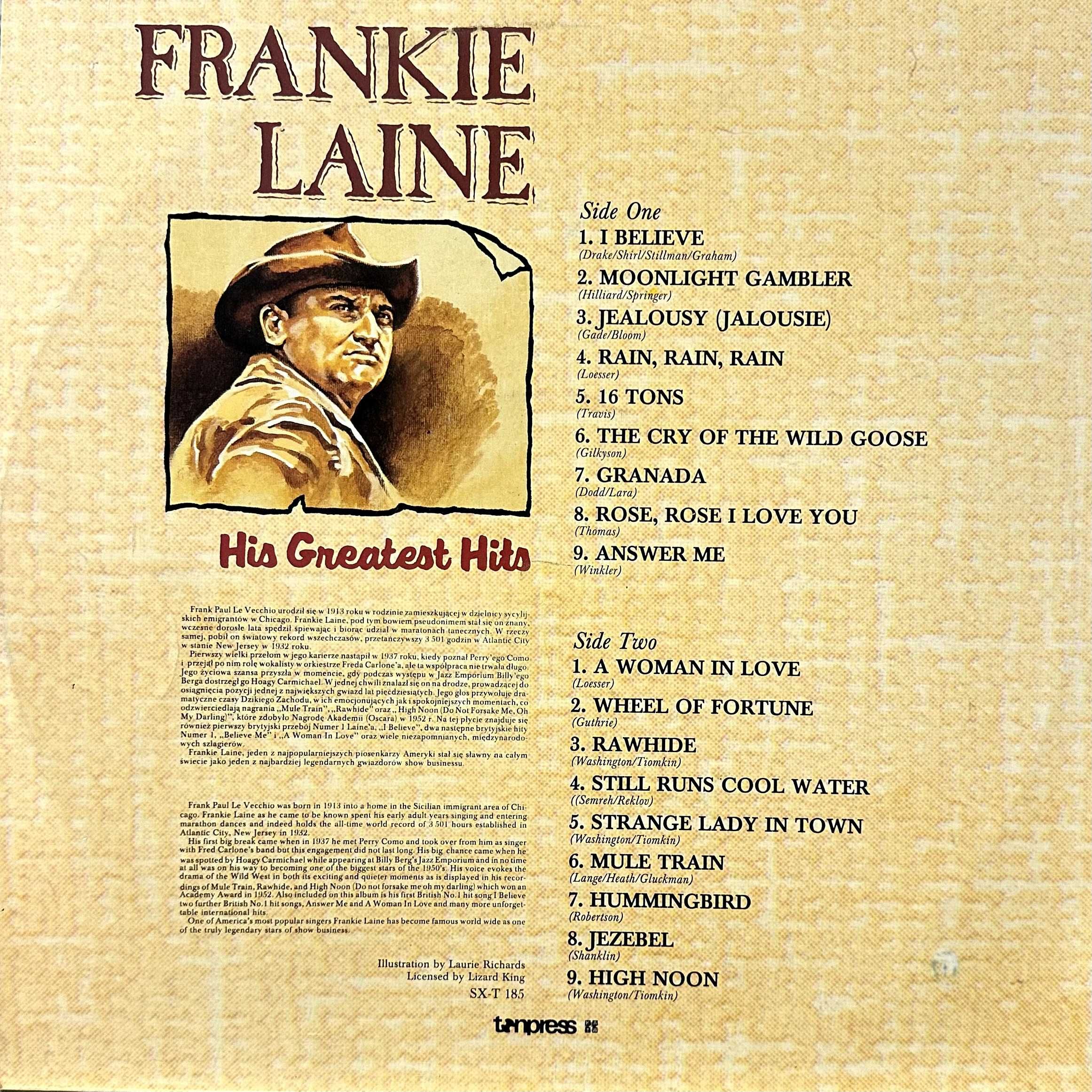 Frankie Laine - His Greatest Hits (Vinyl, 1990, Poland)