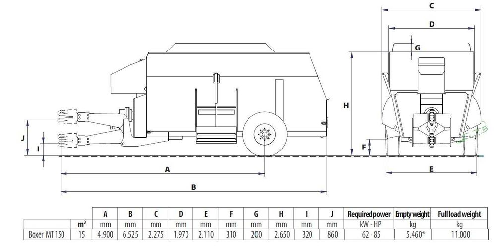 Wóz paszowy, paszowóz, Storti Boxer MT 150, 15m3