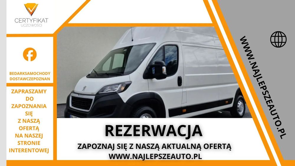 Peugeot Boxer, L4H3, Nawigacja, tempomat, klima  Gwarancja, L4H3, klima, tempomat, czujniki