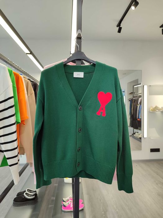 Кардиган AMI Paris Ami de Coeur Cardigan Green