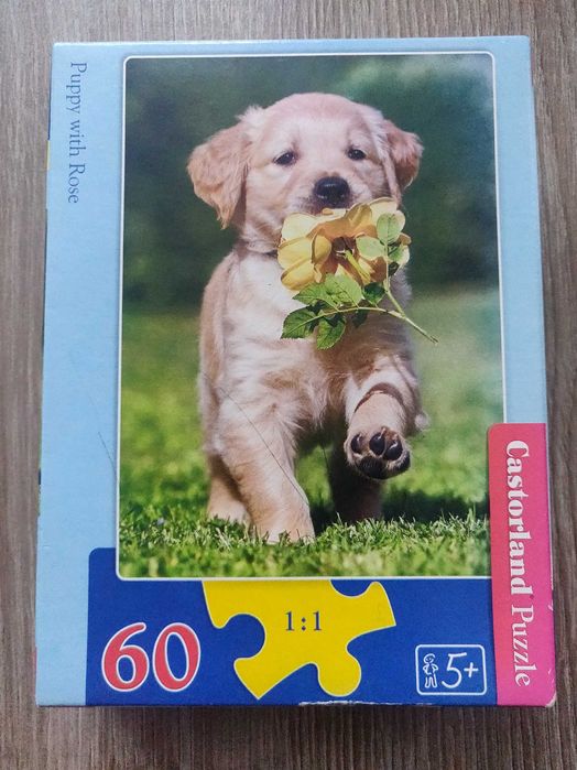 Castorland пазл "Щенок с розой"(Польша) 60 элем. 32х23 см, новый.