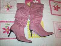 Botas rosa veludo cano alto 38 estilo Barbie