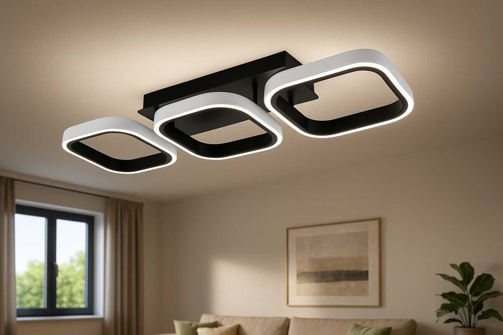 Nowa Lampa Sufitowa LED Wisząca Żyrandol 72W z Pilotem Loft