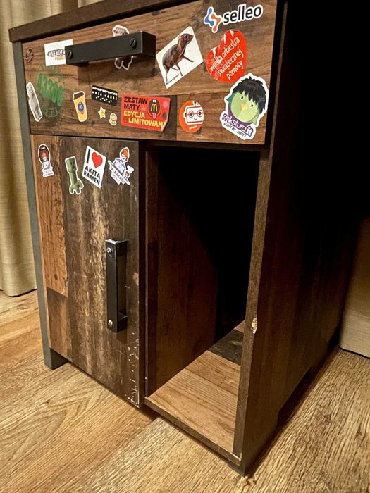 Biurko loft z szafką i szufladą efekt starego drewna