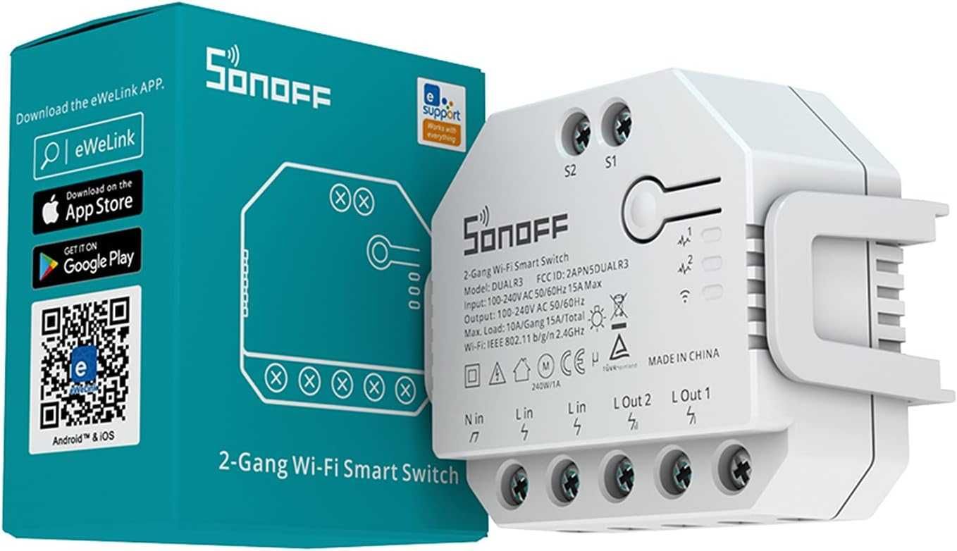 Sonoff DUAL R3 z monitorowaniem energii, 2 kanałowy sterownik