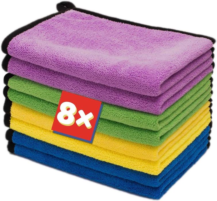 Zestaw 8 ścierek z mikrofibry bardzo chłonne o gramaturze 600 g/m²