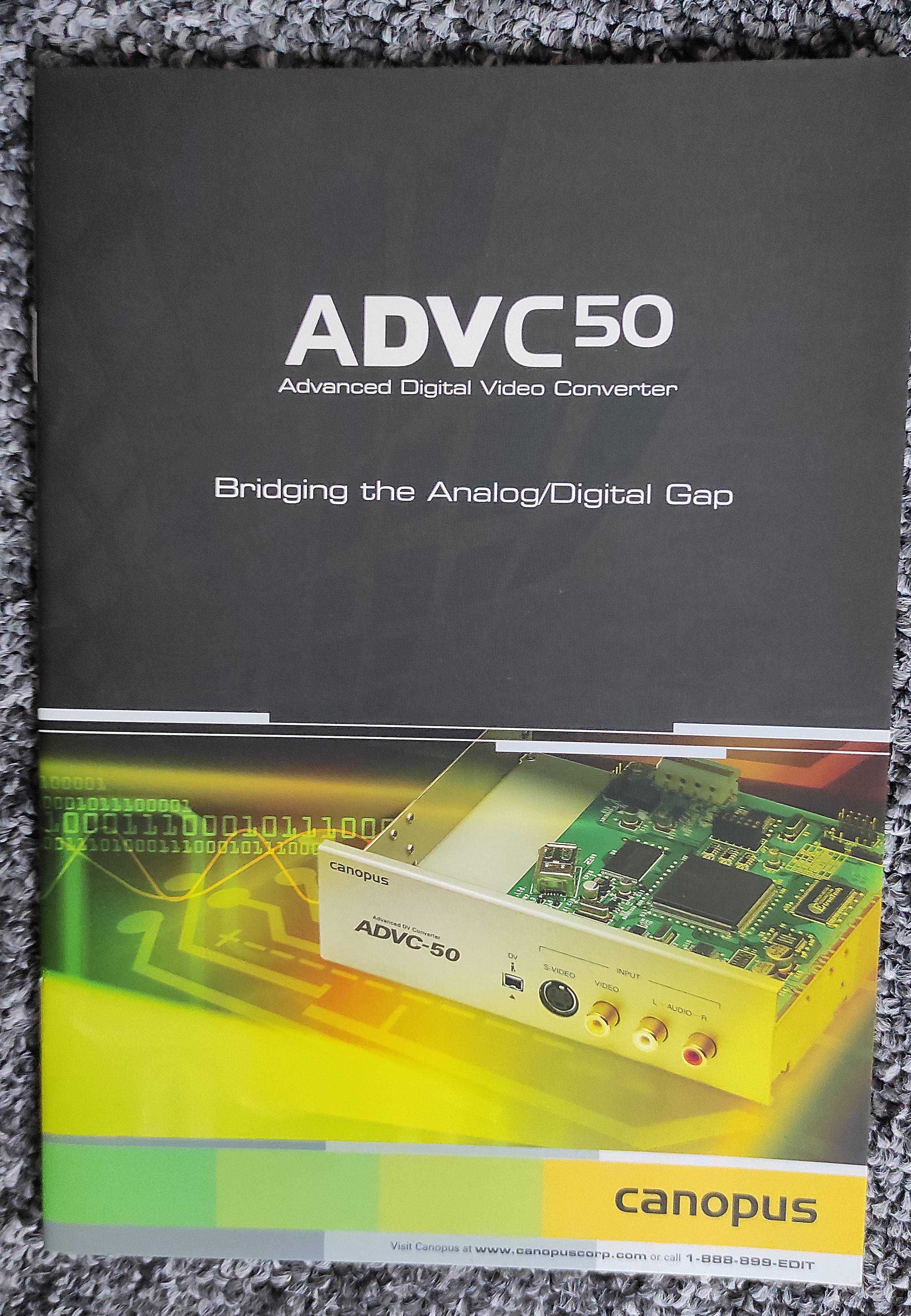 Canopus DVRaptor RT2 i ADVC 50 - manual, oryginalna wersja książkowa