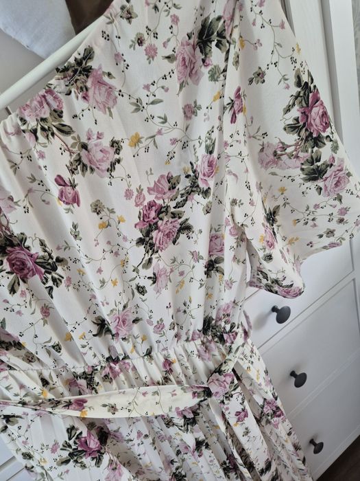 Piekna elegancka jal Nowa sukienka na jedno ramie w kwiaty, midi
