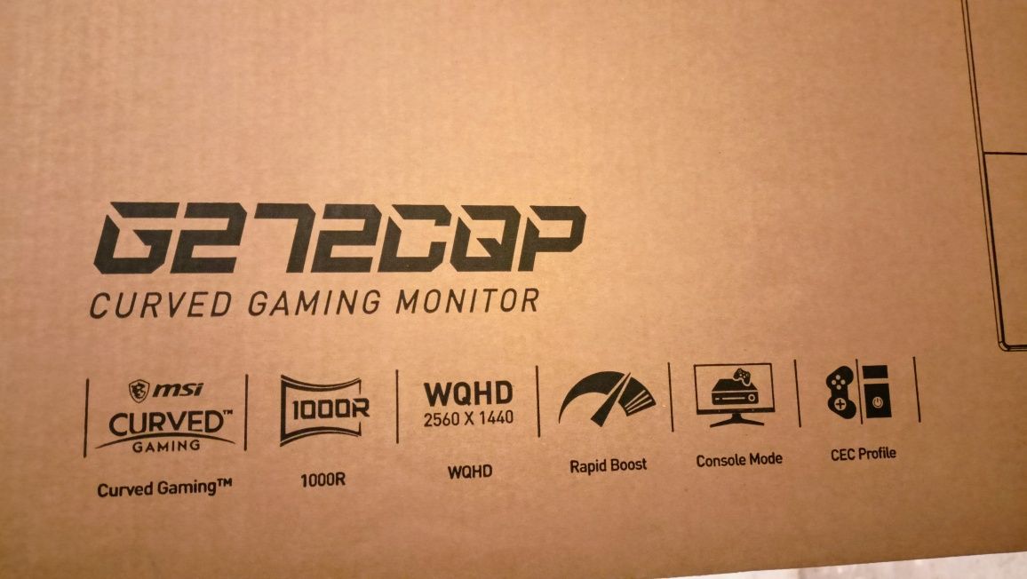 Monitor MSI G272CQP 1000R 1ms 170hz Nowy Gwarancja