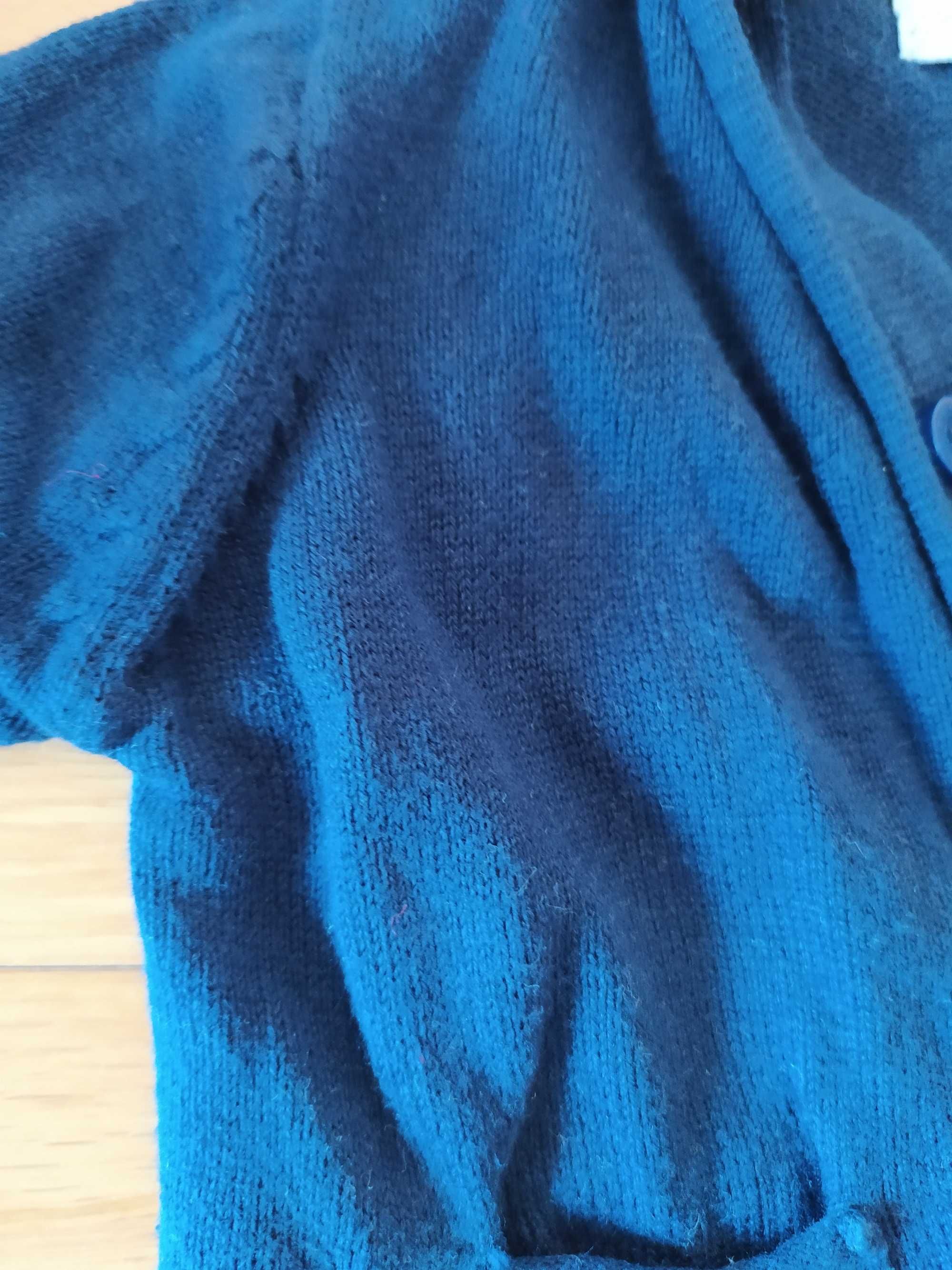 Casaquinho de malha, azul marinho, tamanho 1/3 meses