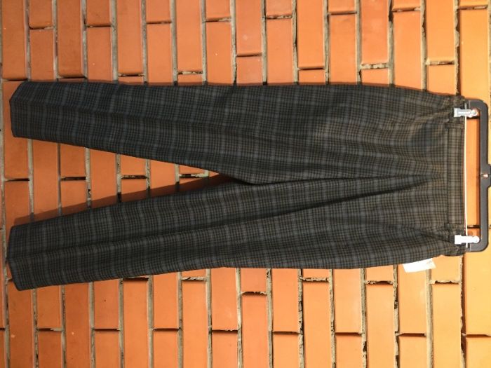 Винтажные шерстяные брюки в клетку с высокой посадкой 44-46 р.