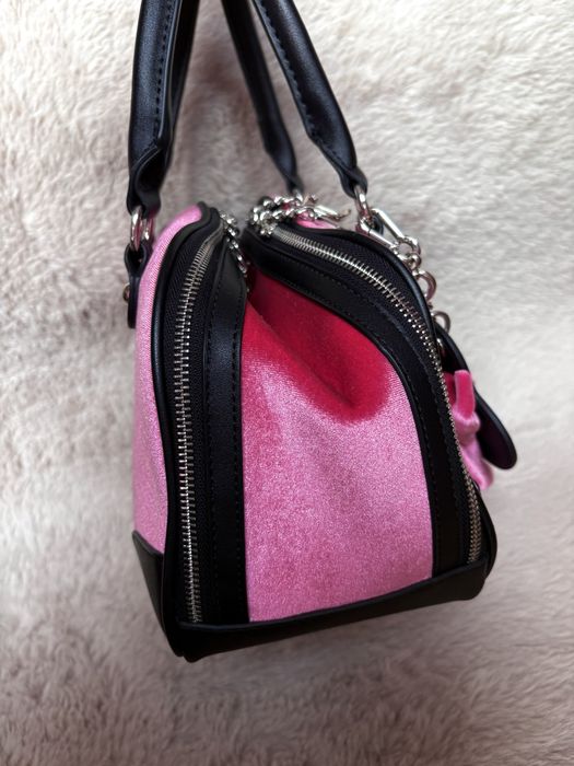 Różowa Torebka Juicy Couture Welurowa Hollyhock Bowling Bag