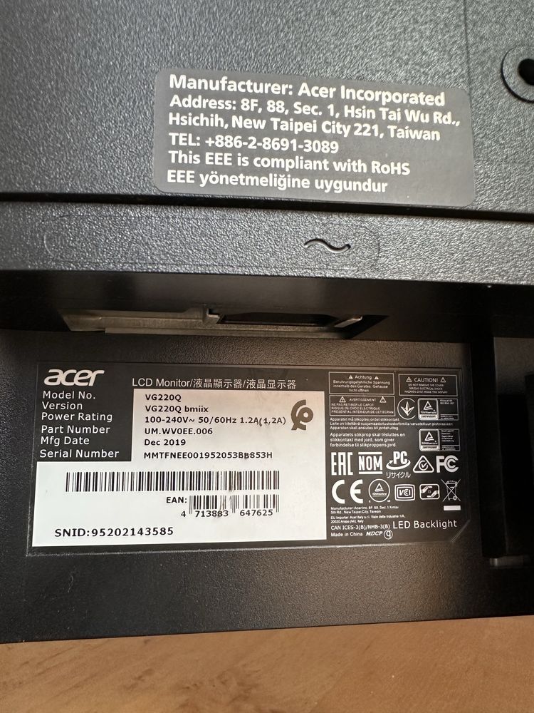 Acer Nitro VGO - VG220Q bmiix | Monitor LCD do gier dla gracza