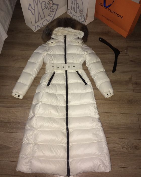 Пальто з поясом-резинкою Moncler S жіноче довге зимове пуховик Монклер