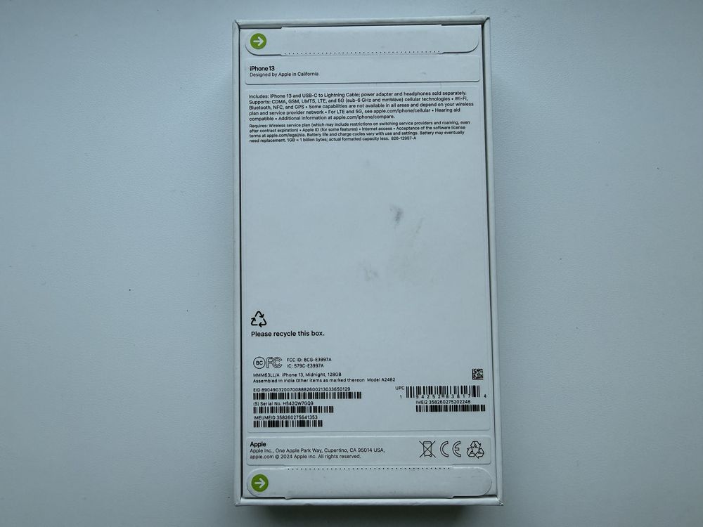 Новий запакований iPhone 13 128gb Mignight R-Sim