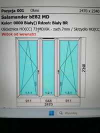 okno tarasowe SALAMANDER 82mm 3szyby kolor biały - od ręki