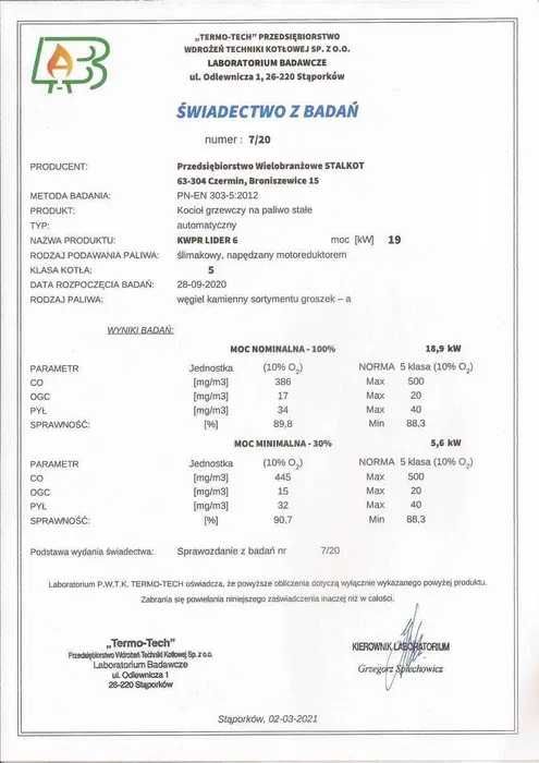 PIECE 19 kW do 210m2 Kocioł z PODAJNIKIEM Piec na EKOGROSZEK