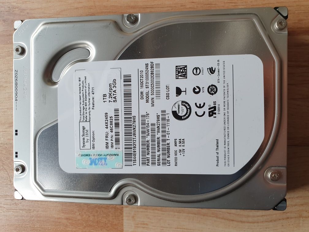 Dysk twardy 3,5" SATA Seagate/IBM 1TB Mało używany, dedykowany pod NAS