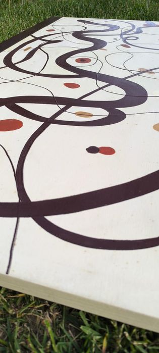 Belíssima pintura a óleo sobre tela e quadro em madeira, medidas 140cm