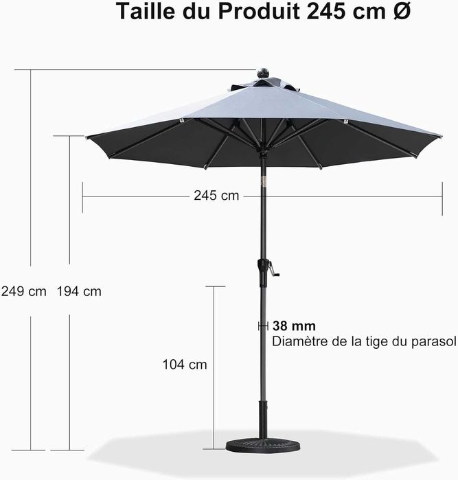 Nowy parasol ogrodowy / osłona tarasu / UV / parasolka 245cm / !A3362!