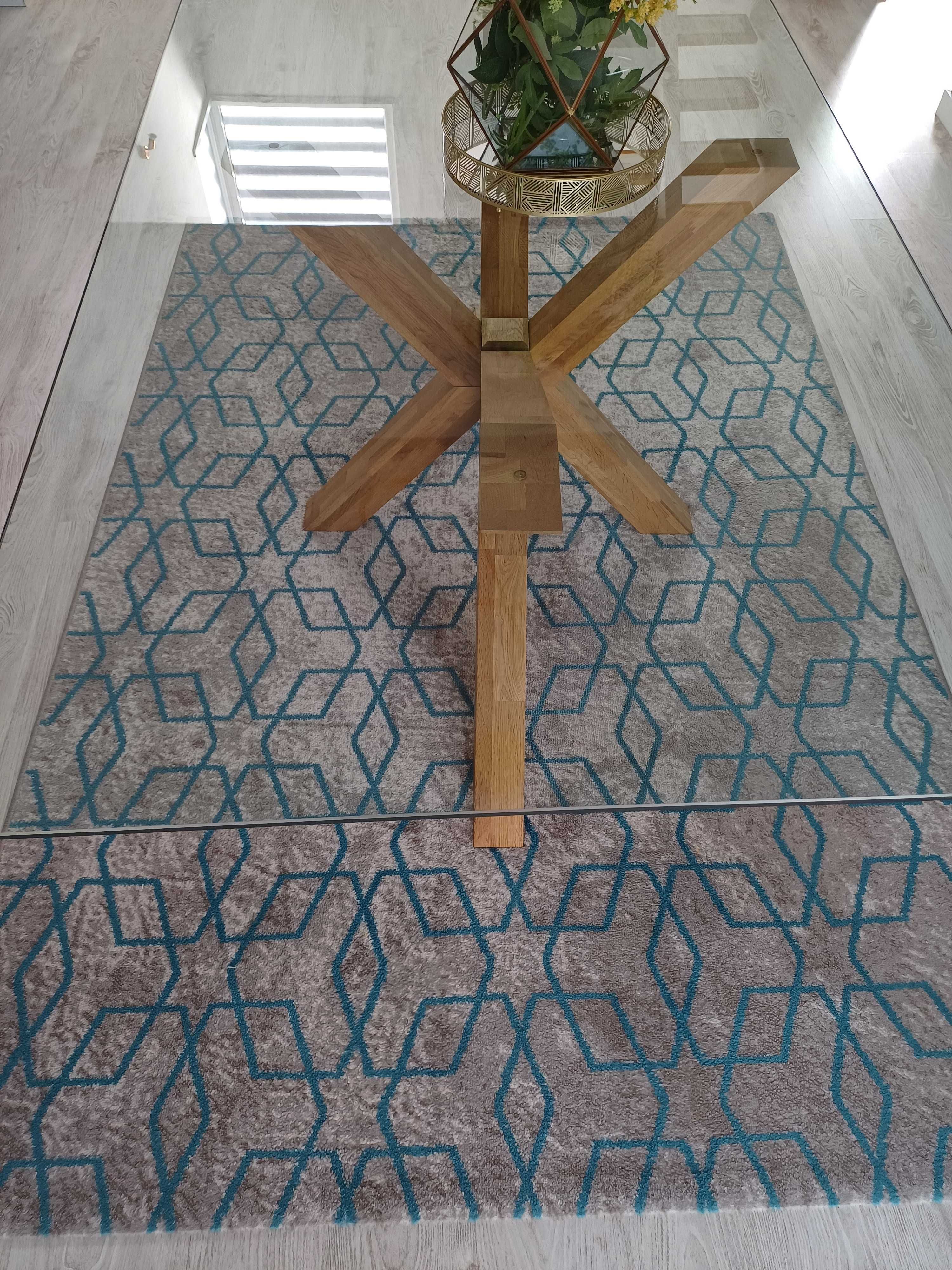Carpete moderna 230x160cm tons azul e cinzento