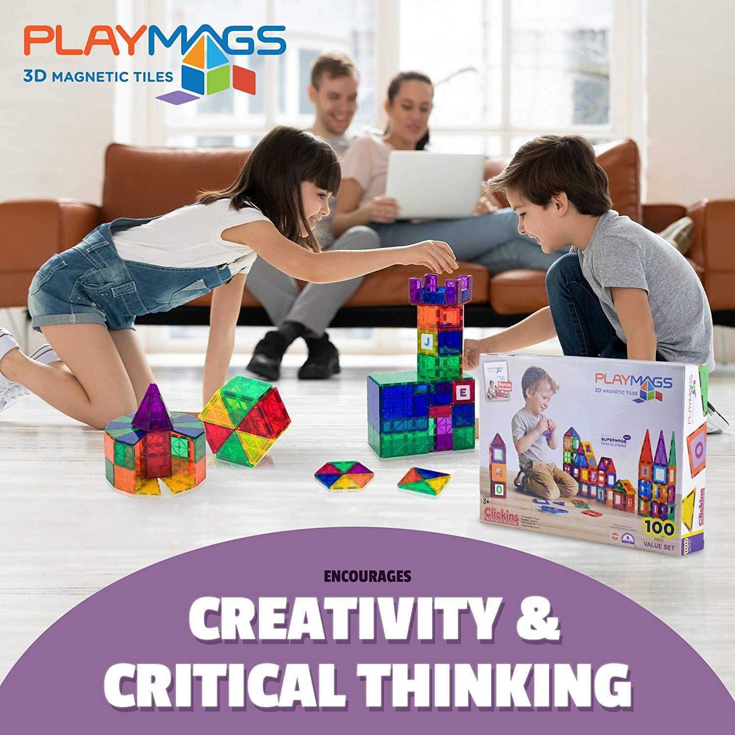 Магнитный конструктор Playmags 100 180 60 PicassoTiles \3D от 3-х лет