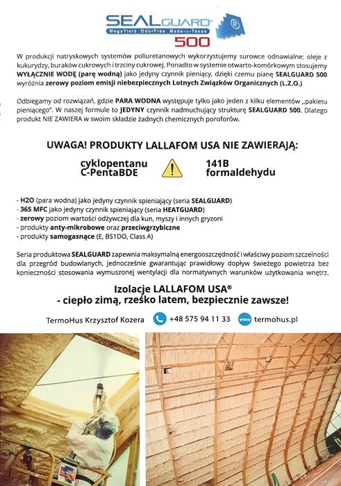 ocieplenia pianą Pur izolacje