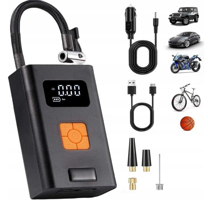 Kompresor przenośny USB pompka do opon piłek, 12 V, 2000 mAh