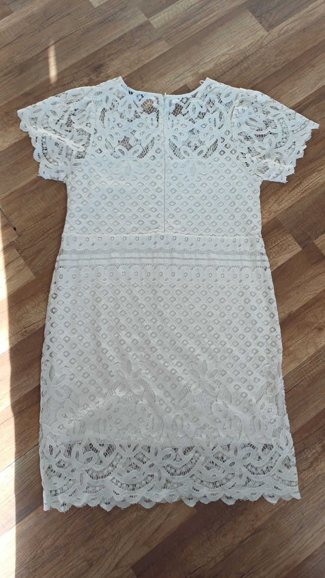 Sukienka koronkowa biała XL komunia chrzest 42 wiskoza elegancka next
