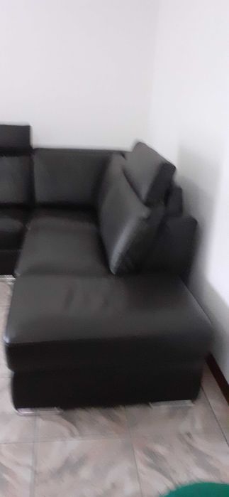 Sofa de canto extra pèle novo castanho escuro marca : chateau d'ax