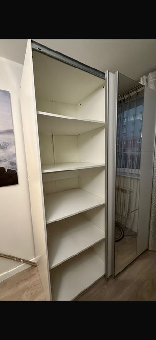 Szafa BAstia150 2D  biała przesuwna z lustrem