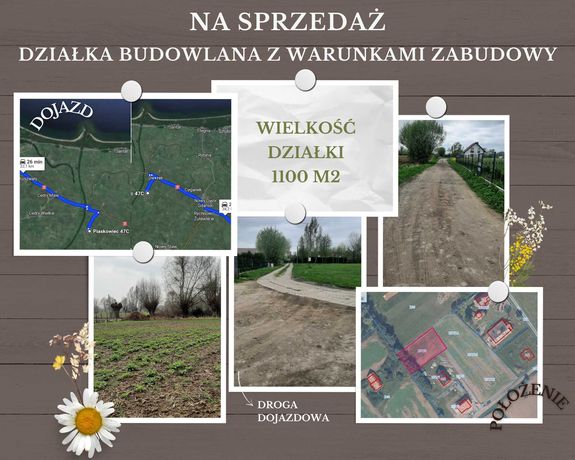 Działka budowlana z warunkami zabudowy, 1100m2