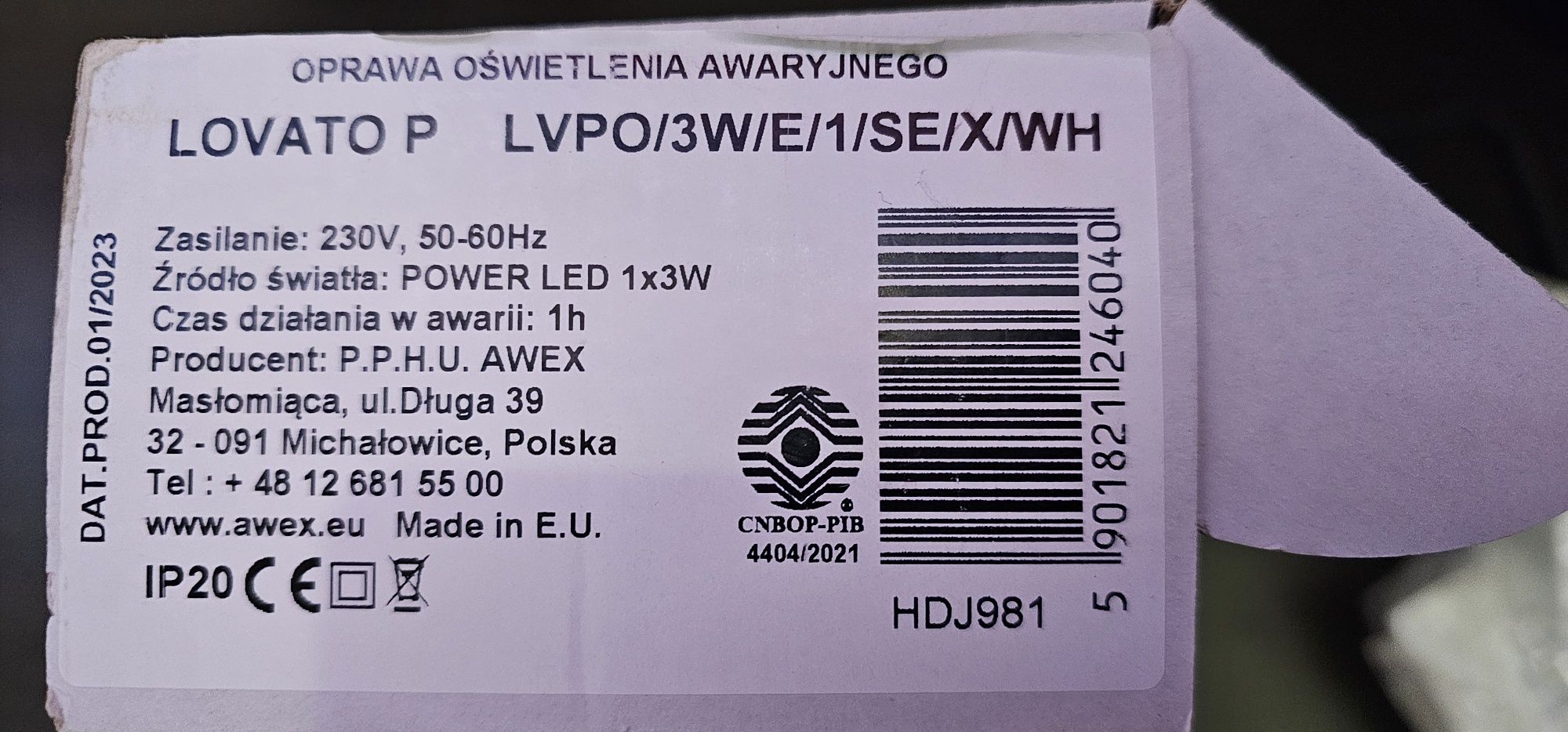 Oprawy awaryjne LOVATO P LED 3W