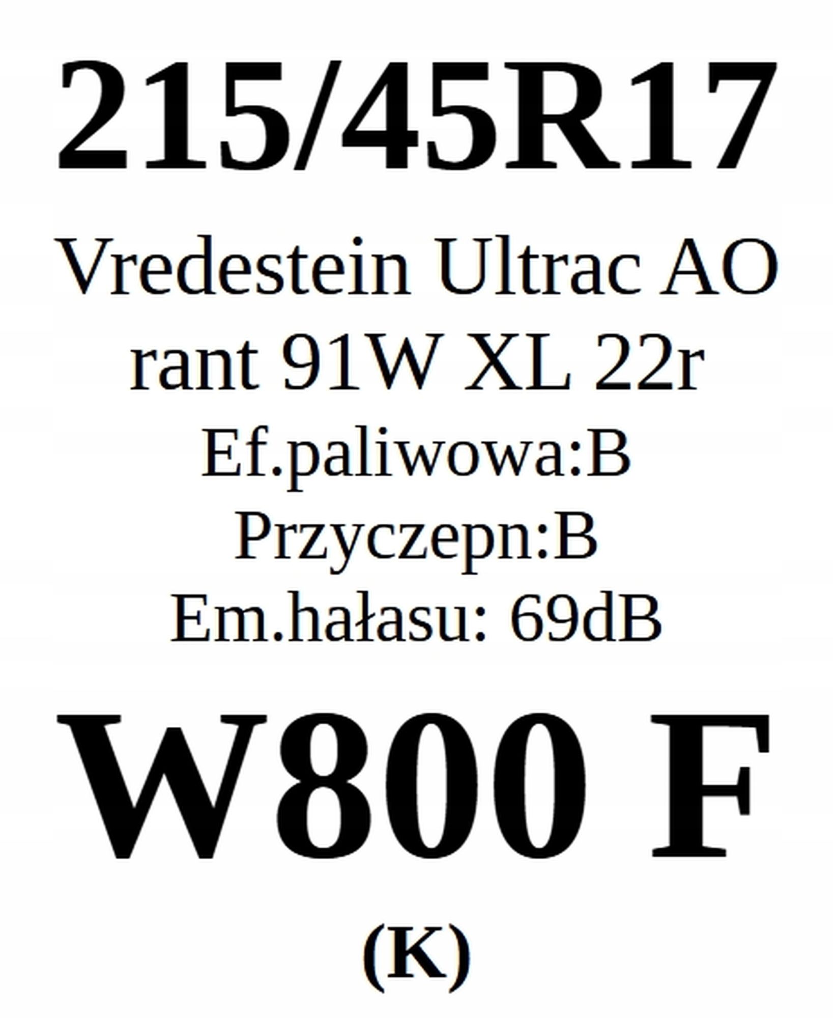 Opony 215/45/17 Vredestein 2022r 3 Lata Gwar. 2 L
