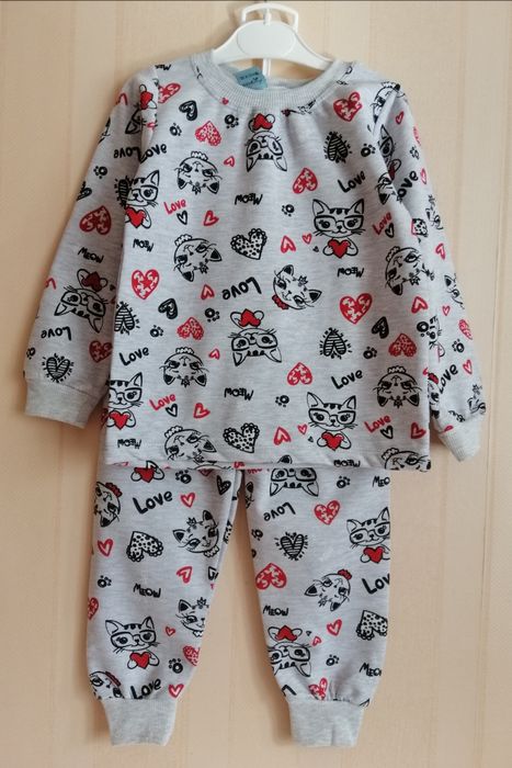 Тёплая детская пижама на флисе для девочек. Турция