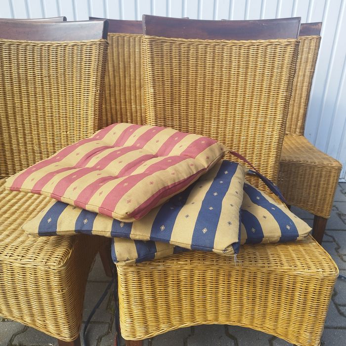 Zestaw krzeseł 5 szt rattan i drewno