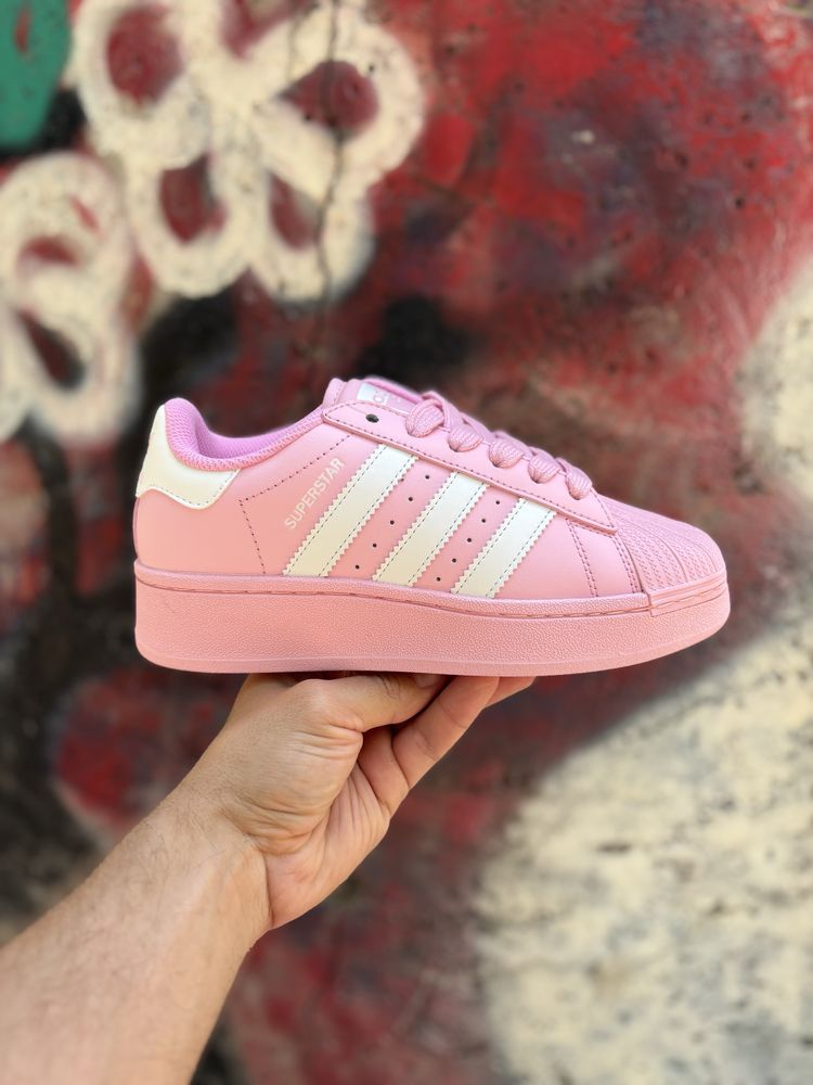 Женские кроссовки Adidas Superstar Platform Pink White