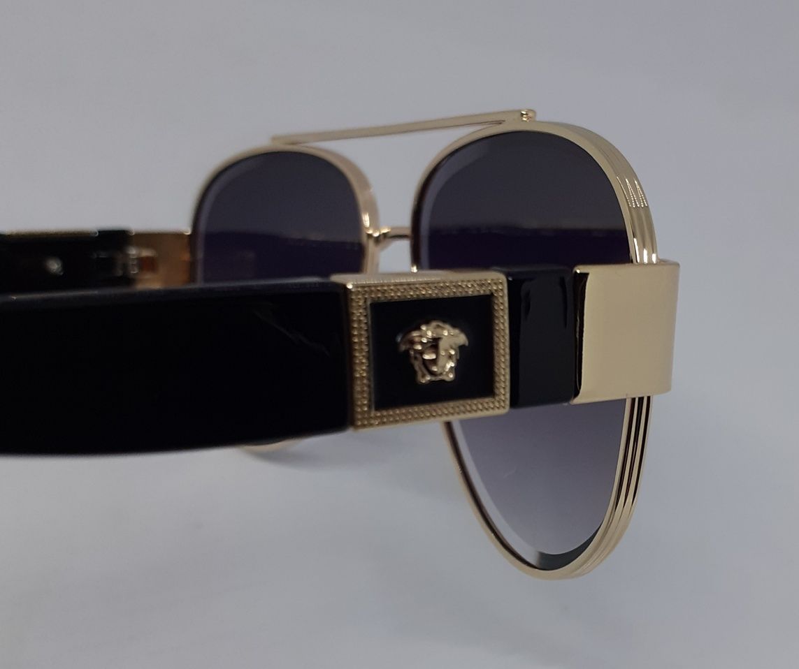 Versace очки капли мужские стильные темно серые с градиентом