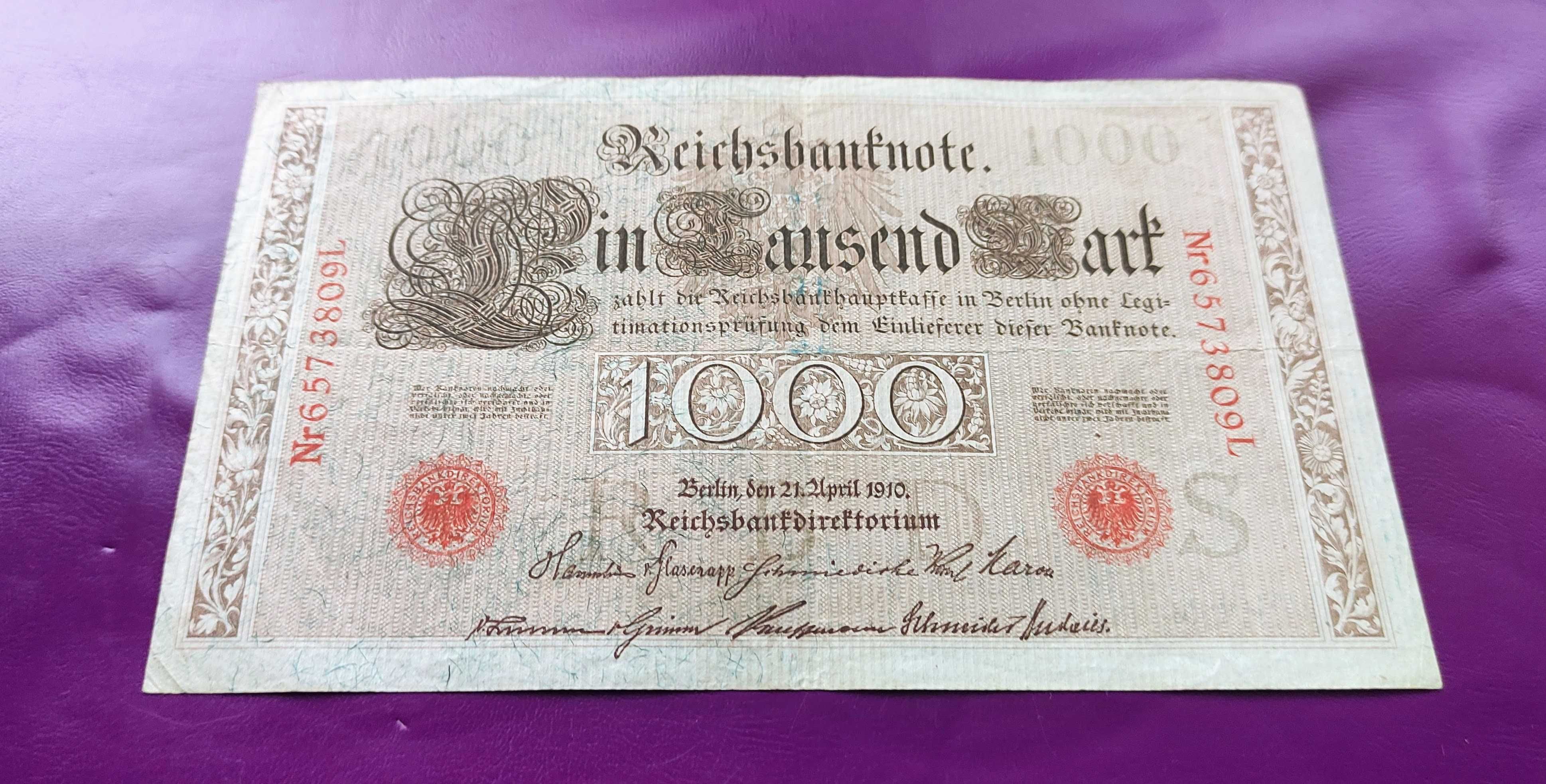 Banknot Niemcy 1000 Marek 1910 - Poszukiwany / Rzadki !