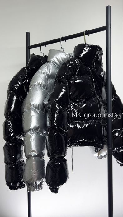 Нове надходження - ЧОРНІ Лаковий пуфер кроп куртка глянцева жіноча