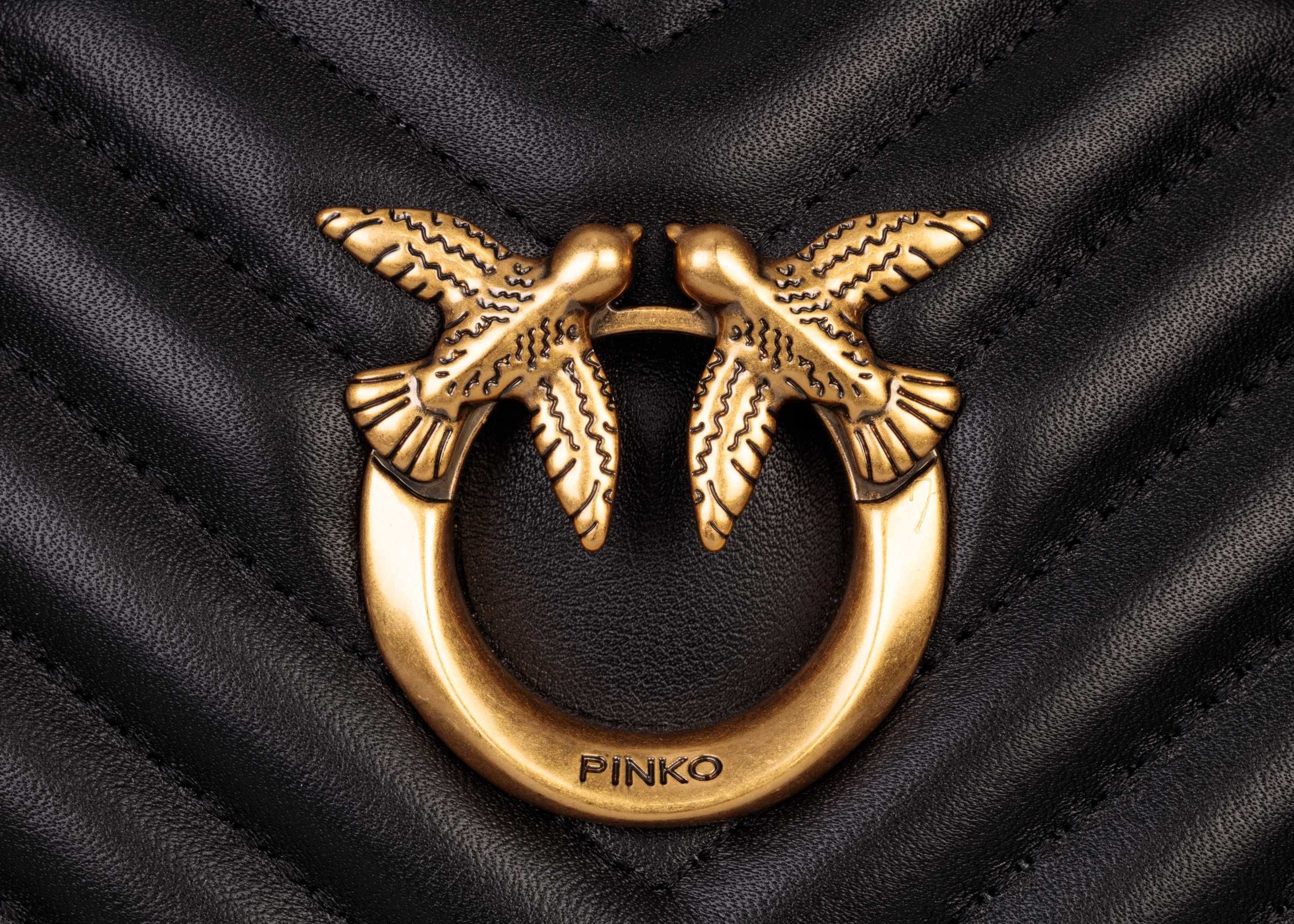 PINKO skórzany plecak damski ICON BLACK/GOLD
