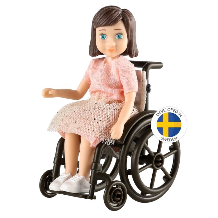 Lalka na wózku inwalidzkim zestaw, zabawka, akcesoria, Lundby,