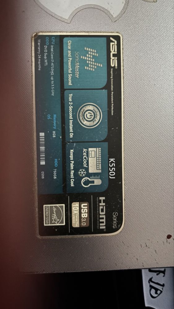 Asus i7 4710hq Ecrã HD 12Gb RAM