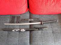 Miecz samurajski katana pełnowymiarowy, lekko naostrzony plus stojak